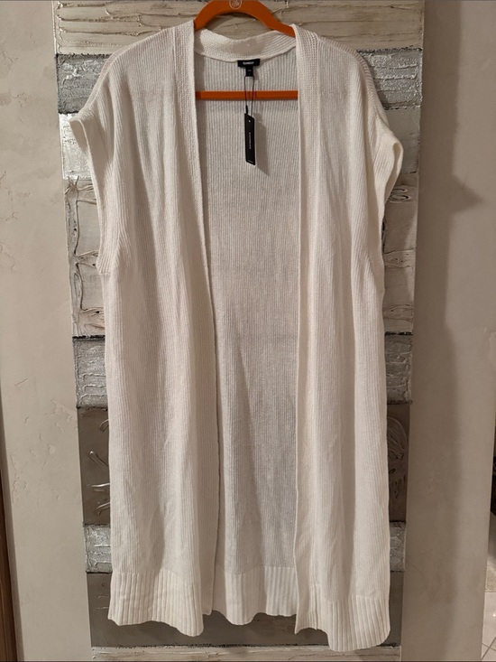 Express Sweaters - NWT express Long Open Front Knit Cardigan Vest in Ivory